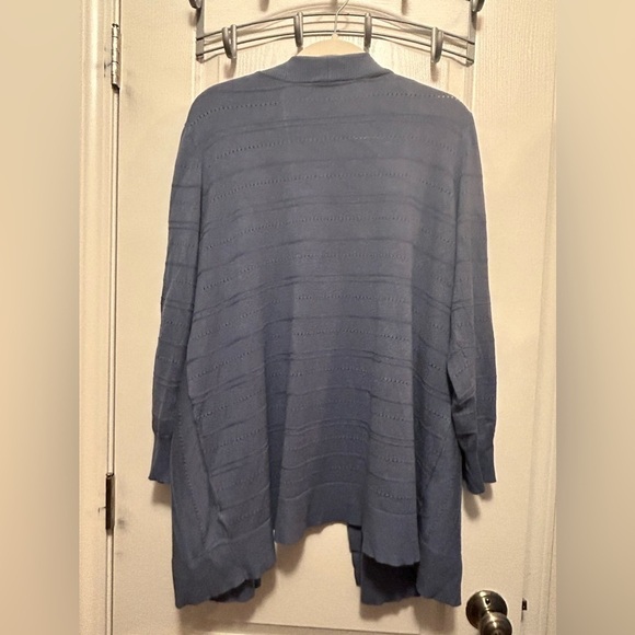Avenue sweater women's size 18/20 open front Cardigan blue Pointelle pretty - Picture 2 of 13